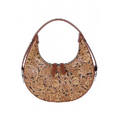 Кожена дамска чанта с полумесец